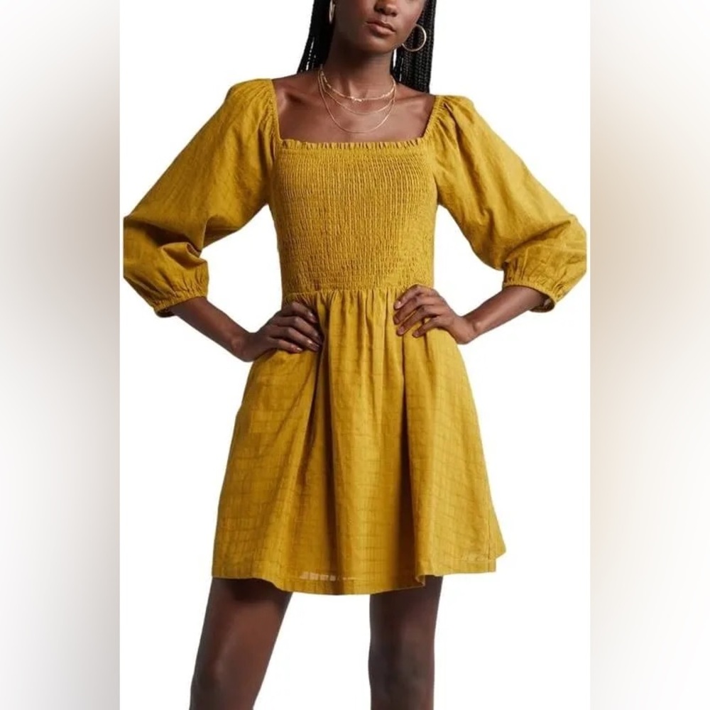 Lost + Wander Cotton Smocked Bodice Mini Dress